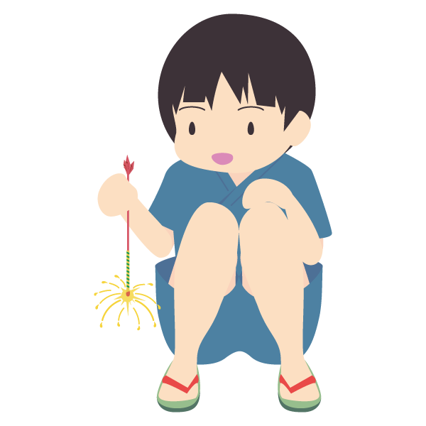 手持ち花火をしている男の子