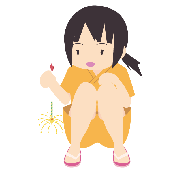 手持ち花火をしている女の子