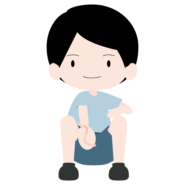 虫を手に持つ少年