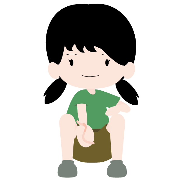 虫を手に持つ少女