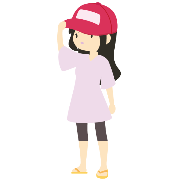 キャップをかぶる女性