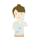 水筒型氷のうを使う女性