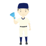 応援メガホンを持つ野球部員