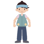 ファンベストを着た女性