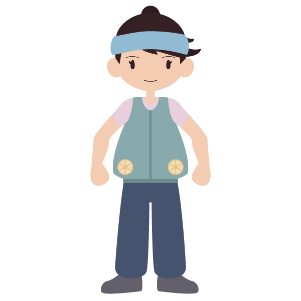 ファンベストを着た女性