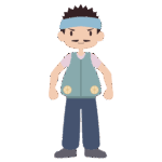 ファンベストを着た男性