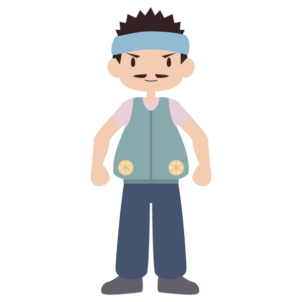 ファンベストを着た男性