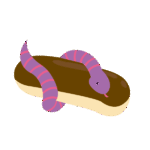 エクレアに巻き付くしましまヘビ