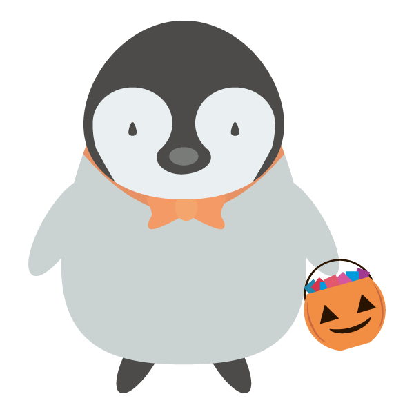 お菓子を貰う子ペンギン