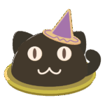 魔女の帽子をかぶった黒猫のチョコレートケーキ