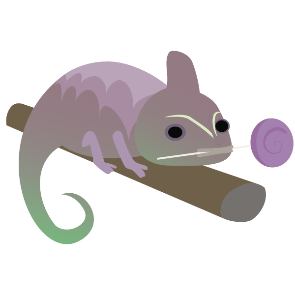 飴をくわえるカメレオン