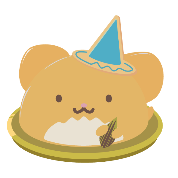 魔女の帽子をかぶったハムスターのパンプキンケーキ