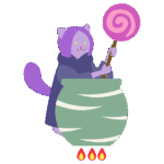 飴の杖で窯の中を混ぜてる猫獣人