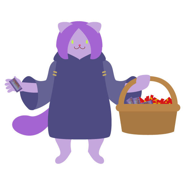 お菓子を配る猫獣人