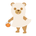 かぼちゃのランタンを持ったおばけの仮装をしたくま