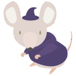 魔女の仮装をしたネズミ