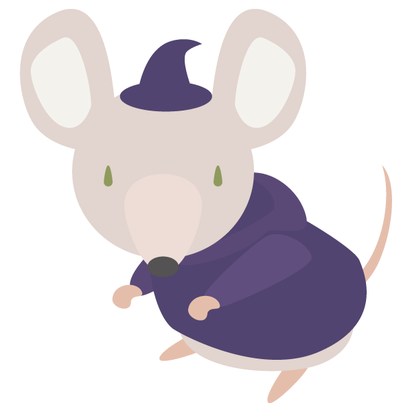 魔女の仮装をしたネズミ