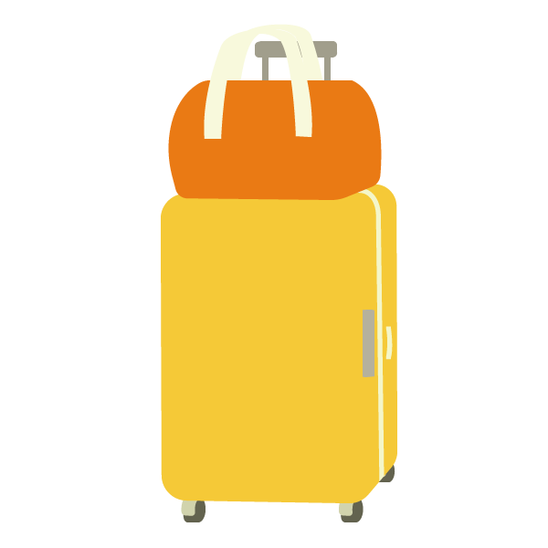 バッグを乗せたスーツケース