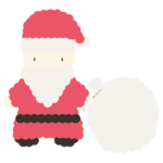 プレゼントの入った袋を持ったサンタのあみぐるみ