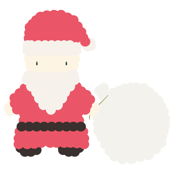 プレゼントの入った袋を持ったサンタのあみぐるみ