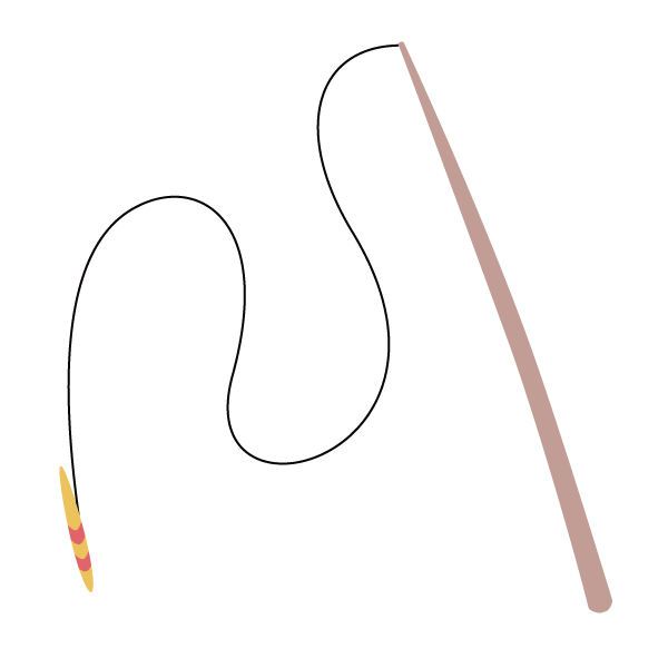 棒浮きを付けた延べ竿