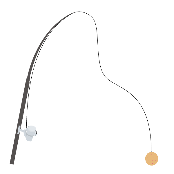 練り餌を付けた釣り竿