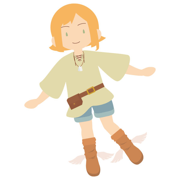 空飛ぶブーツを履いた女性冒険者