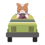 ゴーカートに乗るいかつい猫獣人