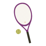 テニスラケット(紫)とボール