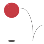 跳ねている赤いスーパボール