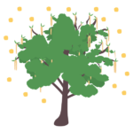 花粉を飛ばしている榛の木