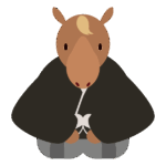 新年のご挨拶をする午（馬）